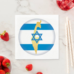 Servilleta De Papel Bandera de Israel y mapa Emblema Estrella de David