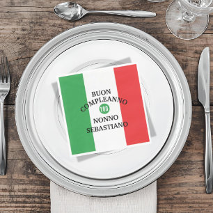 Servilleta De Papel Bandera de Italia Buon Compleanno o Anniversario