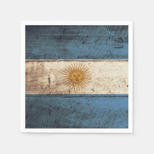 Servilleta De Papel Bandera de la Argentina en grano de madera viejo