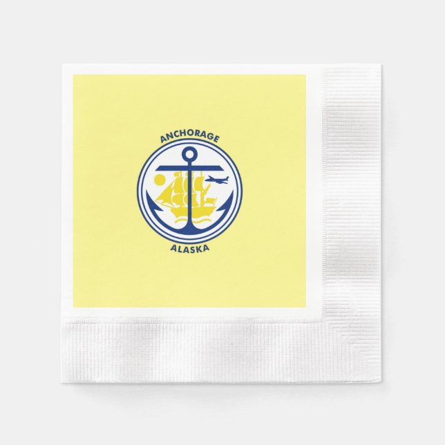 Servilleta De Papel Bandera de la ciudad de Anchorage (Anverso)
