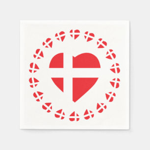SERVILLETA DE PAPEL BANDERA DE LA FORMA DEL CORAZÓN DE DINAMARCA