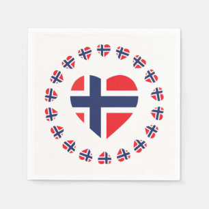 SERVILLETA DE PAPEL BANDERA DE LA FORMA DEL CORAZÓN DE NORUEGA