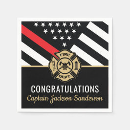 Servilleta De Papel Bandera de la línea roja del bombero de retiro del