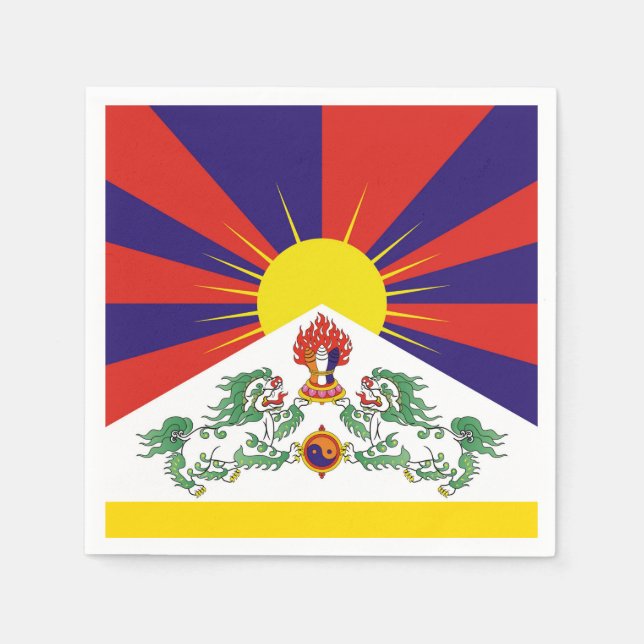 Servilleta De Papel Bandera de los Leones de Nieve y Tibet, mantra - L (Anverso)