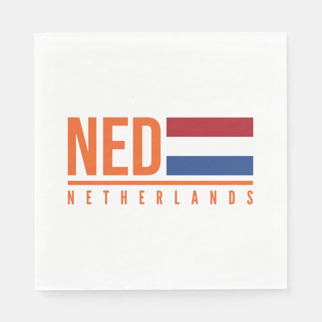 Servilleta De Papel Bandera De Los Países Bajos Y Nombre (Anverso)
