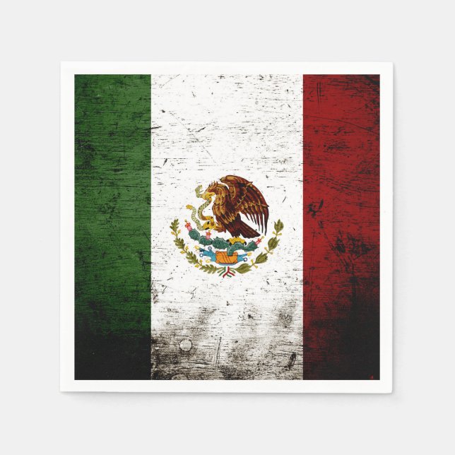 Servilleta De Papel Bandera de México grunge negro (Anverso)