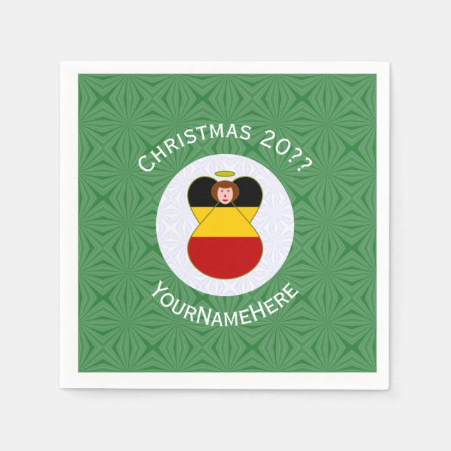 Servilleta De Papel Bandera de Navidad de Ángel Alemán Personalizada  (Anverso)
