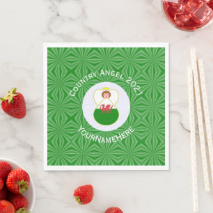 Servilleta De Papel Bandera de Navidad del Ángel Galés Personalizada