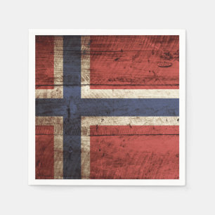 Servilleta De Papel Bandera de Noruega en grano de madera viejo