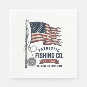 Servilleta De Papel Bandera de pesca patriótica vintage diseño vectori