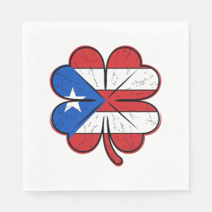 Servilleta De Papel Bandera de trébol de Puerto Rico Grabado vintage v
