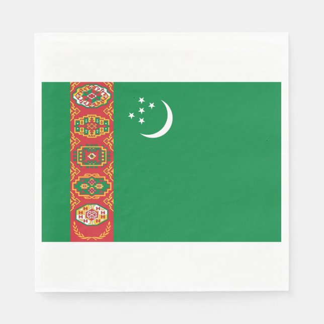 Servilleta De Papel Bandera de Turkmenistán (Turkmenistán) (Anverso)