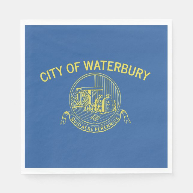 Servilleta De Papel Bandera de Waterbury (Connecticut) (Anverso)