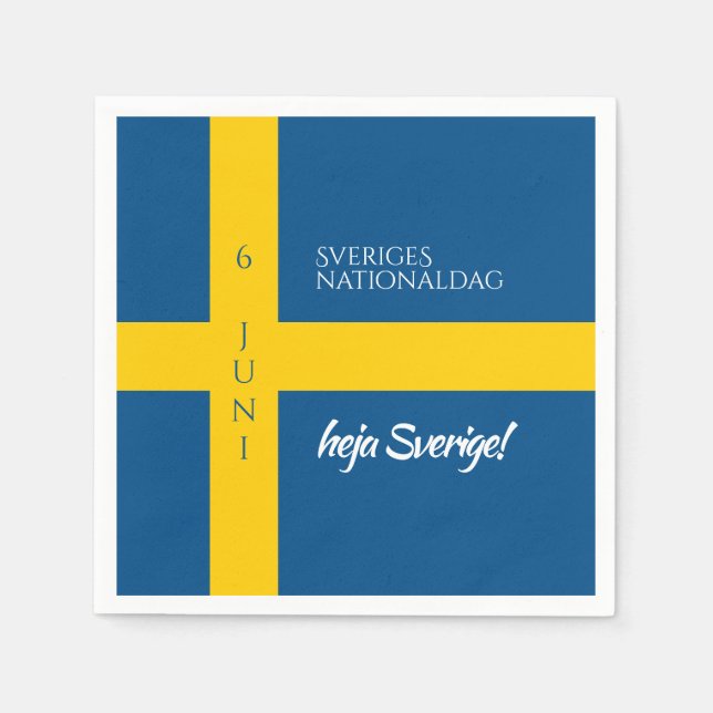 Servilleta De Papel Bandera del Día Nacional Sueco Sveriges Nationalda (Anverso)