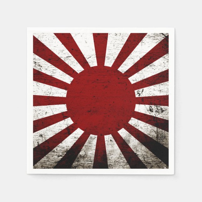 Servilleta De Papel Bandera del Sol Naciente de Japón negro (Anverso)