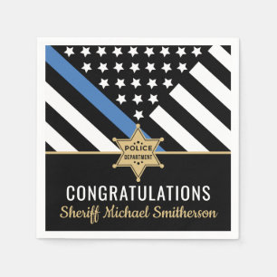 Servilleta De Papel Bandera delgada de la línea azul de la policía d