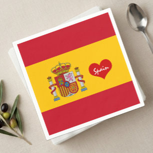 Servilleta De Papel bandera española con corazón rojo moda / aficionad