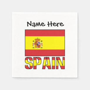 Servilleta De Papel Bandera española de España Nombre personalizado 