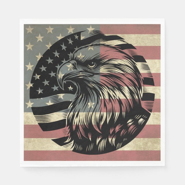 Servilleta De Papel Bandera estadounidense Bald Eagle Patriotic (Anverso)