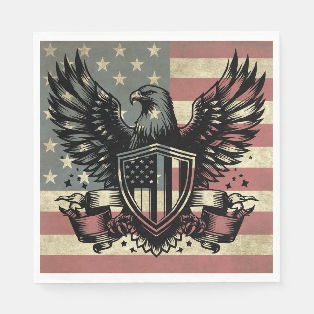 Servilleta De Papel Bandera estadounidense Bald Eagle Patriotic (Anverso)