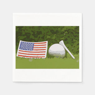 Servilleta De Papel Bandera estadounidense con bola de golf