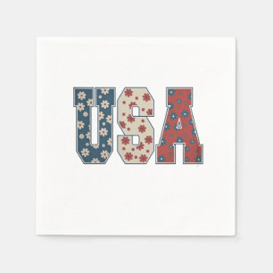 Servilleta De Papel Bandera estadounidense de la flor de Daisy 4 de ju