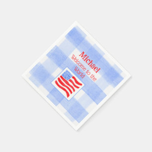 Servilleta De Papel Bandera estadounidense de verificación azul BIENVE