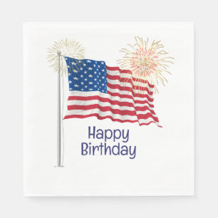 Servilleta De Papel Bandera estadounidense feliz cumpleaños
