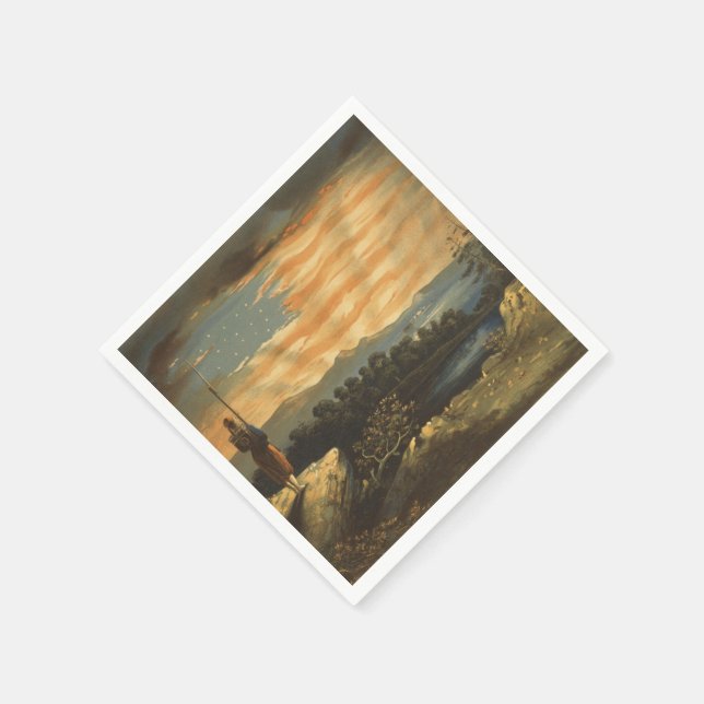 Servilleta De Papel Bandera estadounidense patriótica en el cielo (Borde)