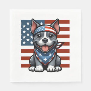 Servilleta De Papel Bandera estadounidense Patriótica Pitbull 4 de jul