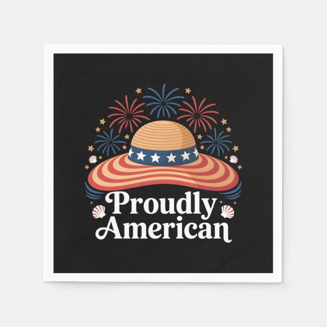 Servilleta De Papel Bandera estadounidense Sunhat - orgullosamente nor (Anverso)