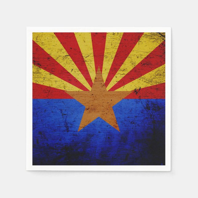 Servilleta De Papel Bandera Estatal Black Grunge Arizona (Anverso)