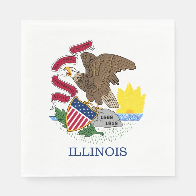 Servilleta De Papel Bandera Estatal de Illinois (Anverso)