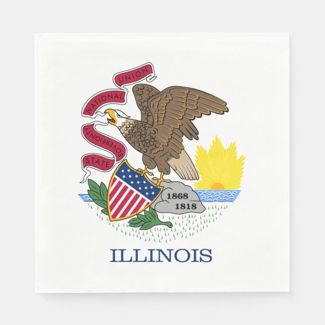 Servilleta De Papel Bandera Estatal de Illinois (Anverso)