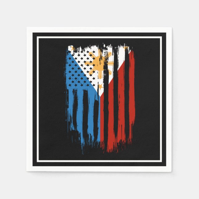 Servilleta De Papel Bandera filipina mitad americana mitad filipina (Anverso)