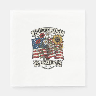 Servilleta De Papel Bandera Floral American Beauty Patriótica