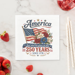 Servilleta De Papel Bandera floral de América 250 años
