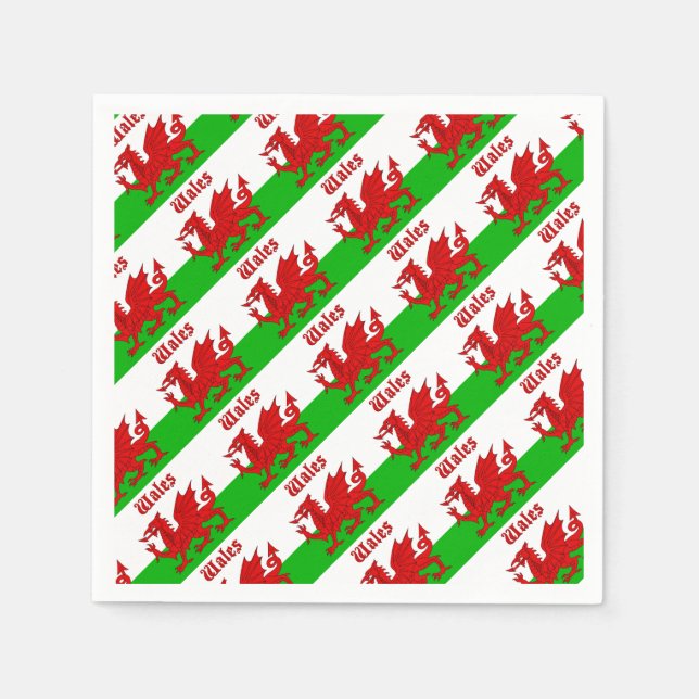 Servilleta De Papel Bandera galesa Gales (Anverso)
