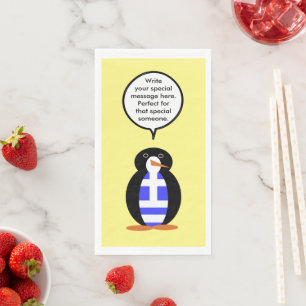 Servilleta De Papel Bandera Griega Ms Penguin Personalizada Hablando