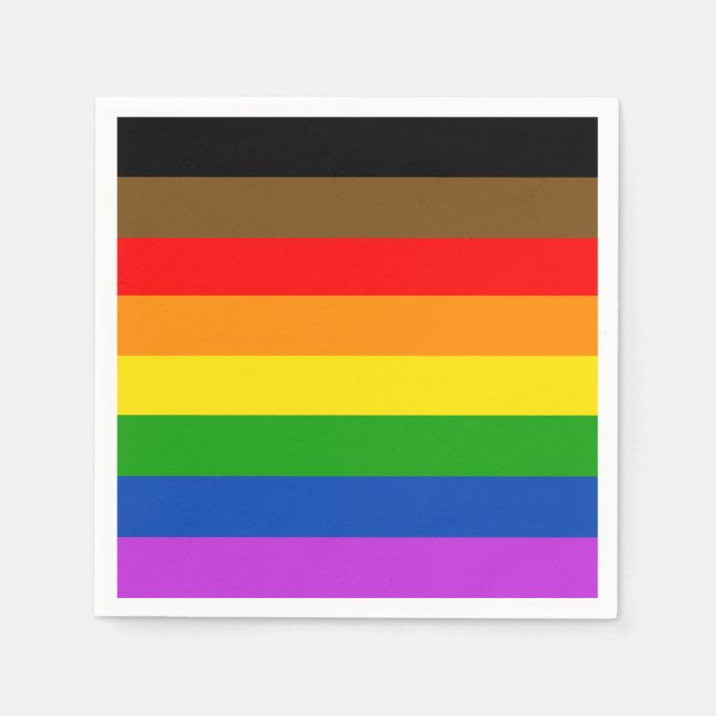 Servilleta De Papel Bandera inclusiva del orgullo LGBTQ personalizado (Anverso)