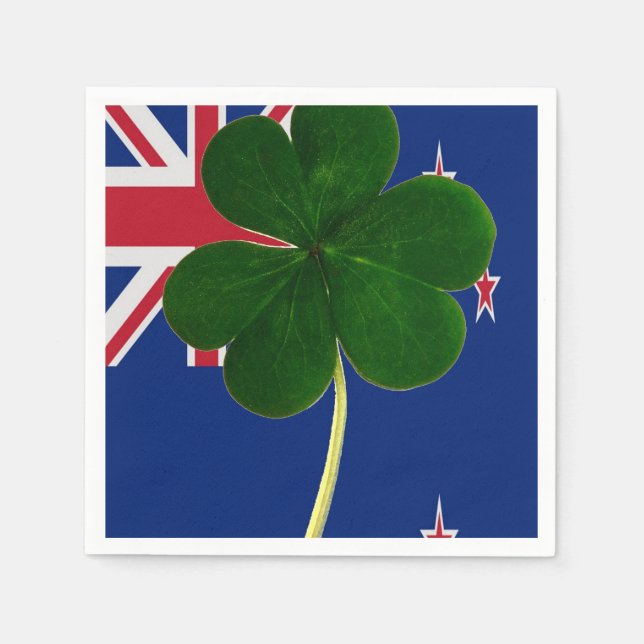 Servilleta De Papel Bandera irlandesa de Nueva Zelanda Shamrock Clover (Anverso)
