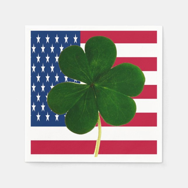 Servilleta De Papel Bandera irlandesa norteamericana Shamrock Clover S (Anverso)