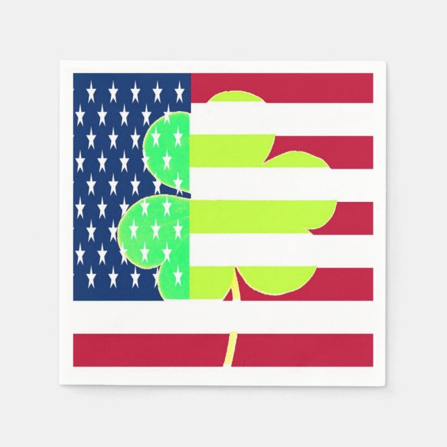 Servilleta De Papel Bandera irlandesa norteamericana Shamrock Clover S (Anverso)