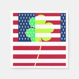 Servilleta De Papel Bandera irlandesa norteamericana Shamrock Clover S