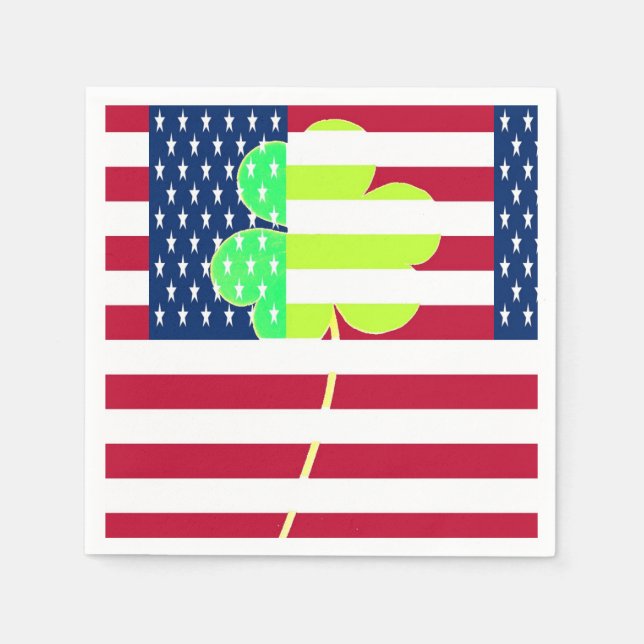Servilleta De Papel Bandera irlandesa norteamericana Shamrock Clover S (Anverso)