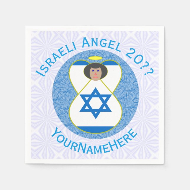 Servilleta De Papel Bandera israelí Angel Blue White personalizado (Anverso)