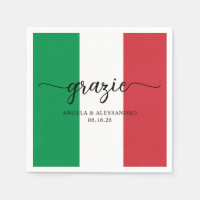 Bandera italiana elegante caligrafía Grazie