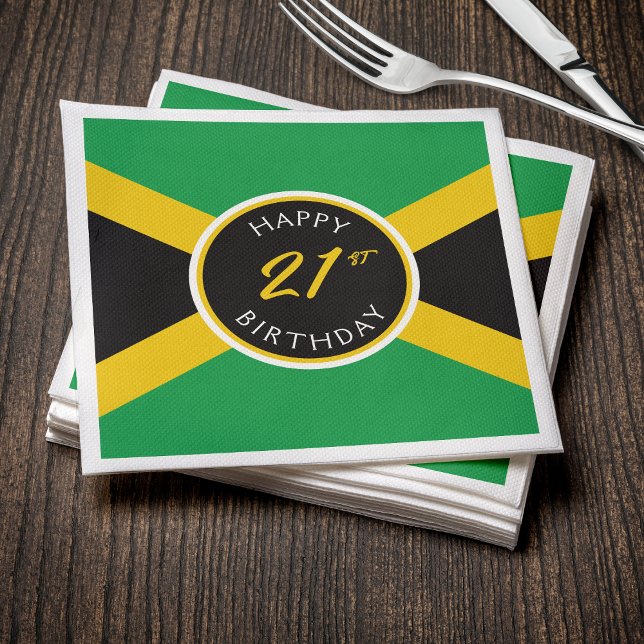 Servilleta De Papel Bandera jamaiquina Feliz cumpleaños (Jamaica Jamaican Flag Happy Birthday Napkins
)