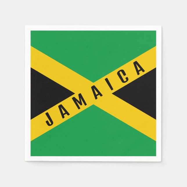 Servilleta De Papel Bandera jamaiquina verde negra y dorada de Jamaica (Anverso)