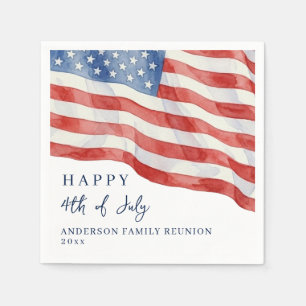 Servilleta De Papel Bandera moderna de USA acuarela para fiesta del 4 